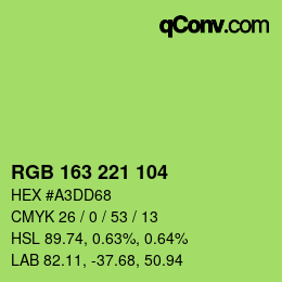 Color code: RGB 163 221 104 | qconv.com