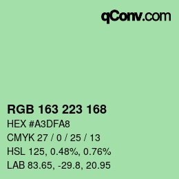 Color code: RGB 163 223 168 | qconv.com