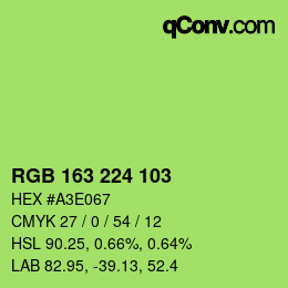 颜色代码: RGB 163 224 103 | qconv.com