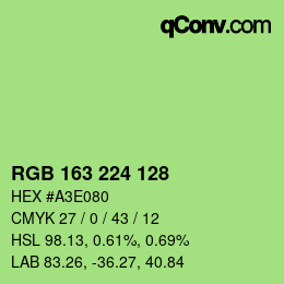 Color code: RGB 163 224 128 | qconv.com