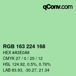 Color code: RGB 163 224 168 | qconv.com