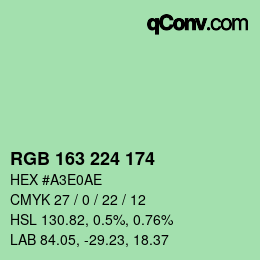 Color code: RGB 163 224 174 | qconv.com
