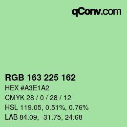 Color code: RGB 163 225 162 | qconv.com