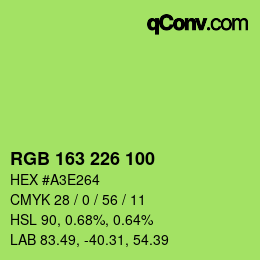 Color code: RGB 163 226 100 | qconv.com