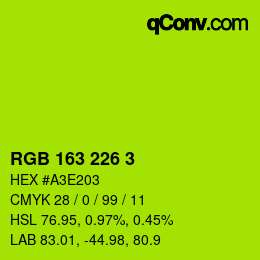 カラーコード: RGB 163 226 3 | qconv.com