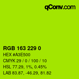 Color code: RGB 163 229 0 | qconv.com