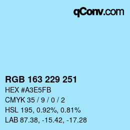 カラーコード: RGB 163 229 251 | qconv.com
