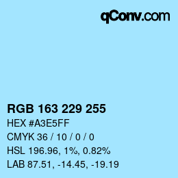 Farbcode: RGB 163 229 255 | qconv.com