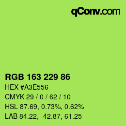 Color code: RGB 163 229 86 | qconv.com