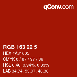 Color code: RGB 163 22 5 | qconv.com