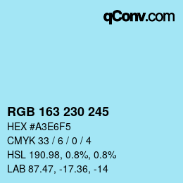 颜色代码: RGB 163 230 245 | qconv.com
