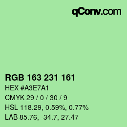 Color code: RGB 163 231 161 | qconv.com
