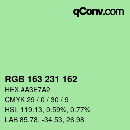 Color code: RGB 163 231 162 | qconv.com