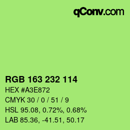 Color code: RGB 163 232 114 | qconv.com