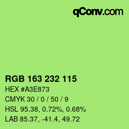Color code: RGB 163 232 115 | qconv.com
