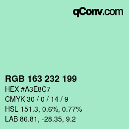 Color code: RGB 163 232 199 | qconv.com