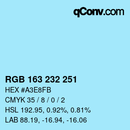 Color code: RGB 163 232 251 | qconv.com