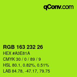 Color code: RGB 163 232 26 | qconv.com