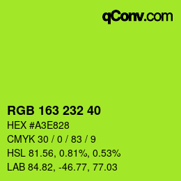 Color code: RGB 163 232 40 | qconv.com