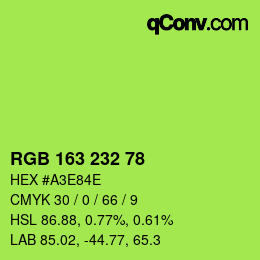 Color code: RGB 163 232 78 | qconv.com