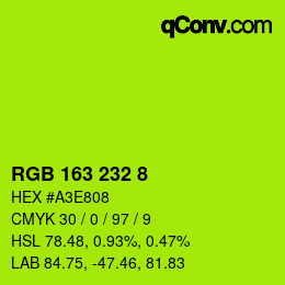 Código de color: RGB 163 232 8 | qconv.com