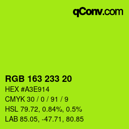 Color code: RGB 163 233 20 | qconv.com