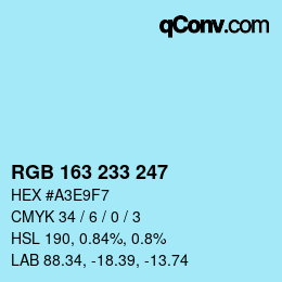 Color code: RGB 163 233 247 | qconv.com