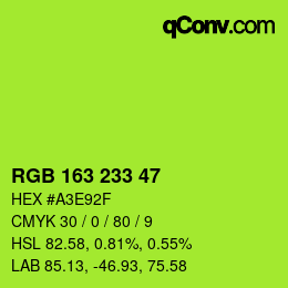Color code: RGB 163 233 47 | qconv.com