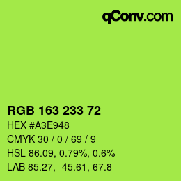 Color code: RGB 163 233 72 | qconv.com