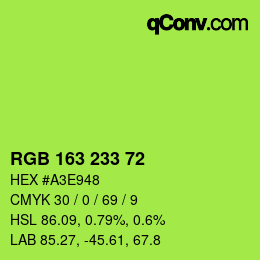 Color code: RGB 163 233 72 | qconv.com