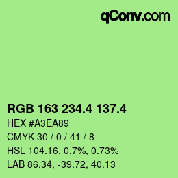 カラーコード: RGB 163 234.4 137.4 | qconv.com