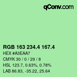 カラーコード: RGB 163 234.4 167.4 | qconv.com