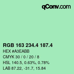 カラーコード: RGB 163 234.4 187.4 | qconv.com