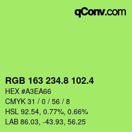 カラーコード: RGB 163 234.8 102.4 | qconv.com