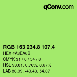 カラーコード: RGB 163 234.8 107.4 | qconv.com