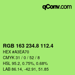 カラーコード: RGB 163 234.8 112.4 | qconv.com