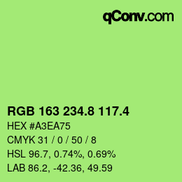 カラーコード: RGB 163 234.8 117.4 | qconv.com