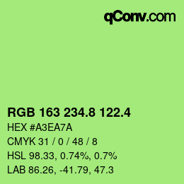 カラーコード: RGB 163 234.8 122.4 | qconv.com