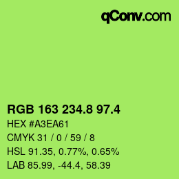 カラーコード: RGB 163 234.8 97.4 | qconv.com