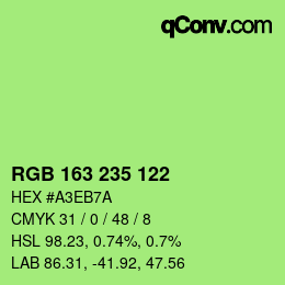 颜色代码: RGB 163 235 122 | qconv.com