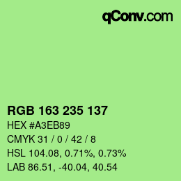 Color code: RGB 163 235 137 | qconv.com