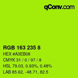 カラーコード: RGB 163 235 8 | qconv.com