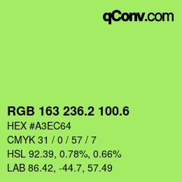 カラーコード: RGB 163 236.2 100.6 | qconv.com