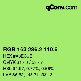 カラーコード: RGB 163 236.2 110.6 | qconv.com