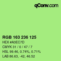 颜色代码: RGB 163 236 125 | qconv.com