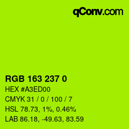 Color code: RGB 163 237 0 | qconv.com