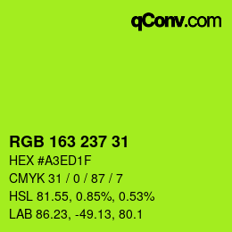 Color code: RGB 163 237 31 | qconv.com