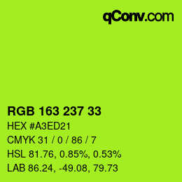 Color code: RGB 163 237 33 | qconv.com