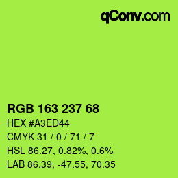 Color code: RGB 163 237 68 | qconv.com