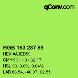 Color code: RGB 163 237 89 | qconv.com